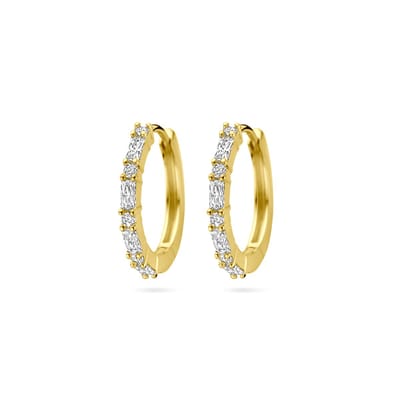 Yo&No klapoorringen zirkonia - Sieraden Vrouw - Oorbellen - Verguld Zilver 925