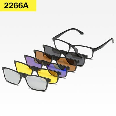 Lunettes de soleil magnétiques 6 en 1 de haute qualité avec monture TR Monture suspendue TR avec verres interchangeables pour hommes et femmes lunettes de soleil