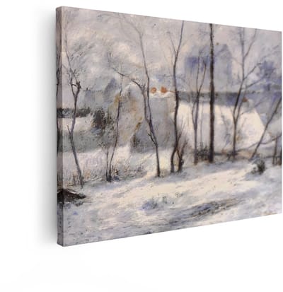 Artaza Canvas Schilderij Winter Landschap - 120x90 cm - Wanddecoratie Natuur - Muurdecoratie Besneeuwde Bomen - Schilderijen Op Canvas Impressionisme