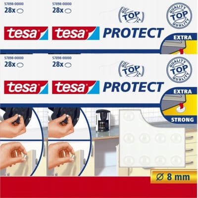 Tesa Protect Extra Strong - Zelfklevende Siliconen Stootdempers - 8mm - 28 stuks - 4 verpakkingen