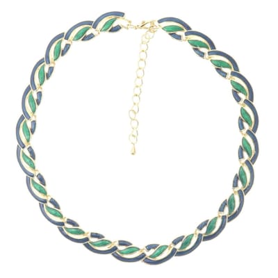 Behave - Schakel ketting blauw groen emaille - Nikkelvrij - Modeketting 42 cmBehave - Schakel ketting blauw groen emaille - Nikkelvrij - Modeketting 42 cm