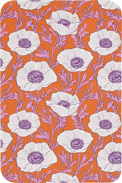 Badmat 60x90 cm - Antislip - Bloemen - Grafisch - Oranje - Badmatten voor badkamer - Badkamermat - Douchemat - Badkamer mat