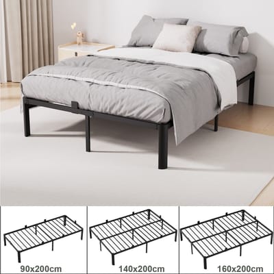 KUTAS Heavy Duty Metalen Bedframe - 90X200 cm - Eenpersoonsbed - Met Lattenbodem - Grote Opbergruimte - Voor 1 personen - Stevig - Stil - Anti Slip - Duurzaam - Draagkracht 350 kg
