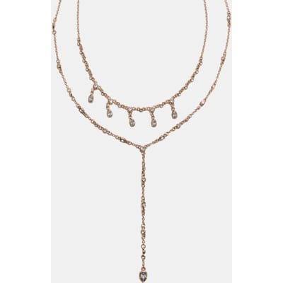 Stradivarius Lariat ketting met stras  Goud OS