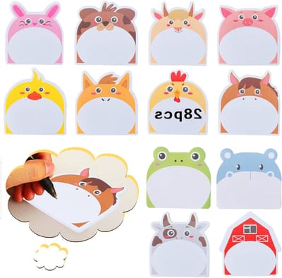 Dailygoods - 28 Stuks Cartoon Dieren Zelfklevende Notities - Schattige Mini Post-It Notities voor Kinderen