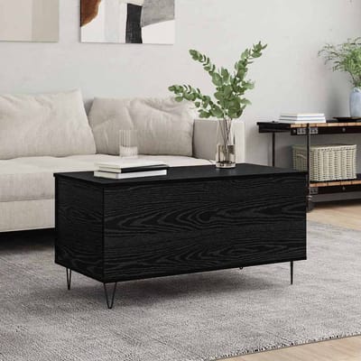 vidaXL - Salontafel - Zwart - eiken - 90 - x - 44,5 - x - 45 - cm - Bewerkt - hout
