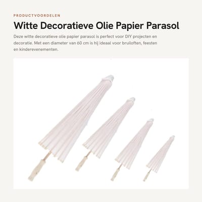 Dailygoods- Parasol 60 cm - Decoratieve Papieren Parasol - Houten Balein - Ideaal voor Bruiloft - Feest - Kinderen Decoratie - Decoratieve Paraplu