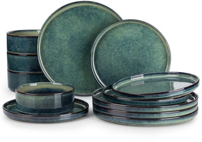 VIEMAE Serviesset - Servies - Serviesset 8 persoons - 24-delig - Ontbijtborden, dinerborden en kommen - Keramiek - Groen