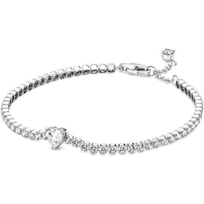 100 %925 Zilver Materiaal Winter Nieuw Origineel Logo Glanzend Liefdeshart Pavé Tennis Armband Dames Armband Mode Sieradencadeau 18cm white