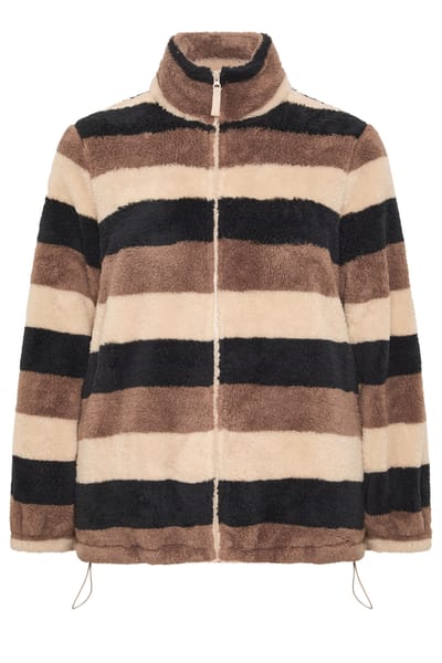 Yours Fleece Met Bruine Strepen En Ritssluiting Size 42