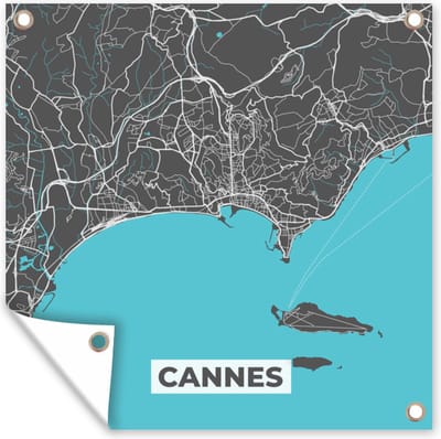 Tuin poster Stadskaart - Plattegrond - Cannes - Frankrijk - Kaart - 200x200 cm - Tuindoek
