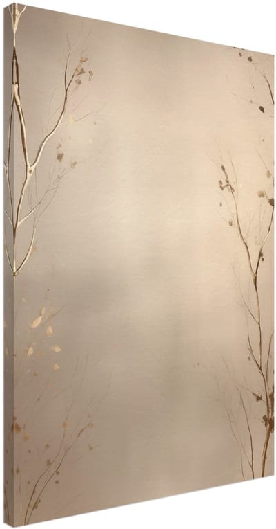 Canvas Schilderij - Abstract – Golden leafs 50x70 cm - Abstract Wanddecoratie Woonkamer & Slaapkamer