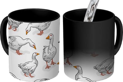 Magische Mok - Foto op Warmte Mokken - Koffiemok - Patroon - Vogel - Gans - Magic Mok - Beker - 350 ML - Theemok
