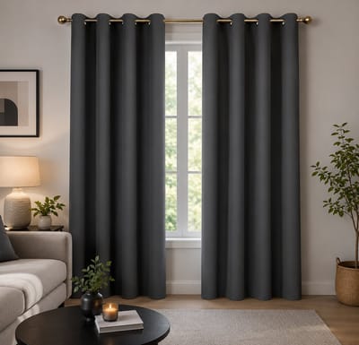 Verduisteringsgordijn 140x260 cm Zwart met Oogjes - 100% Licht Blokkerend Thermisch Gordijn - Geluiddempend voor Slaapkamer Woonkamer en Mediaruimte - Modern Design