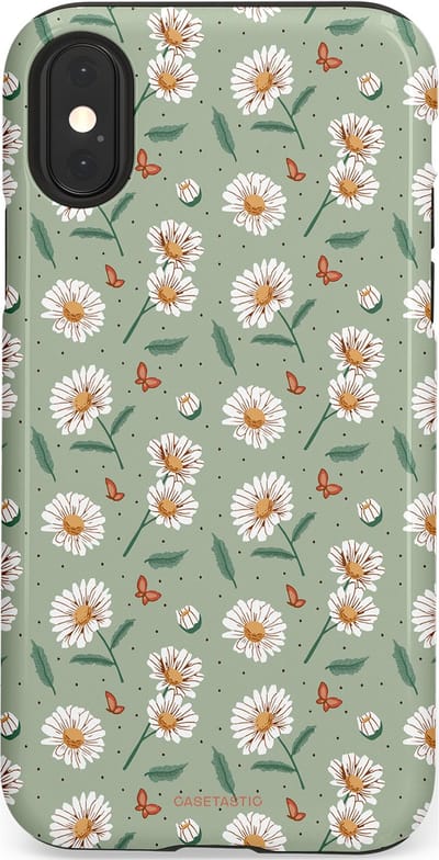Casetastic Hoesje Geschikt voor Apple iPhone X/Xs - Stijlvolle Beschermende Duo-layer Case - Vleugels en madeliefjes