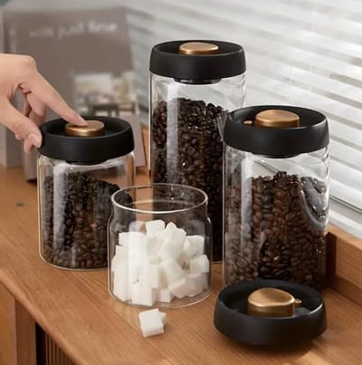 Vacuum pot - 500L - Foodsaver - luchtdichte voorraadpot - vacuum bewaardoos - vacuum container - vacuumpot - koffiepot -foodsaver vacumeermachine - koffiepot glas - Glas/Zwart - voorraadpotten - voorraadbussen - voorraadpotten glas met deksel