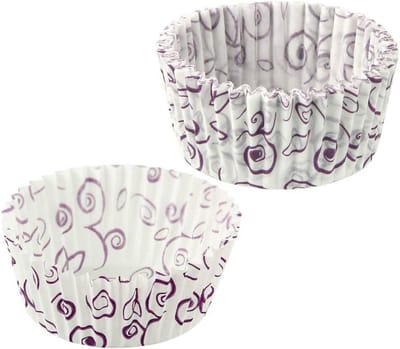 Set van 50 papieren muffinvormpjes met paarse bloemmotief 7 cm Zenker Smart Pastry