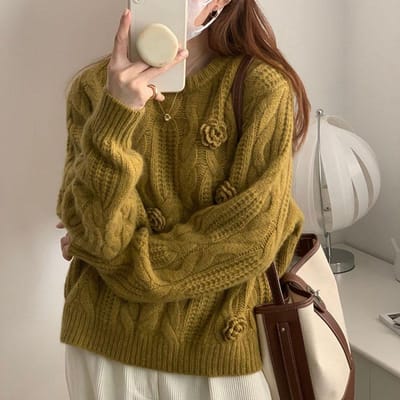 Cashmere Truien Dames Winter Nieuw Verdikt Warmte Losse Lange Mouw Halfhoge Hals Breisel Basis Wollen Trui Vrouwelijk OneSize lichtbruin