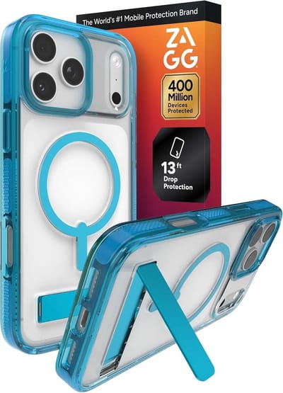ZAGG Santa Cruz Snap Kickstand Hoesje Geschikt voor Apple IPhone 17 Pro - Compatibel met MagSafe / Qi2 - Back Cover Blauw