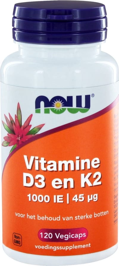 Vitamine D3 1000 IE & Vitamine K2 - 120 capsules - Now Foods