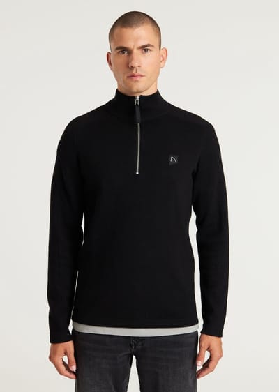 CHASIN' Heren Trui - Oscar Half Zip - Zwart