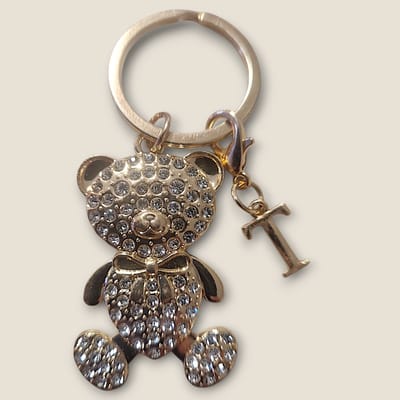 Sleutelhanger Beertje met Letter T - Gepersonaliseerd - Persoonlijk cadeau - Verjaardagscadeau - Kraamcadeau - Persoonlijk geschenk - Tashanger - Sleutelhanger