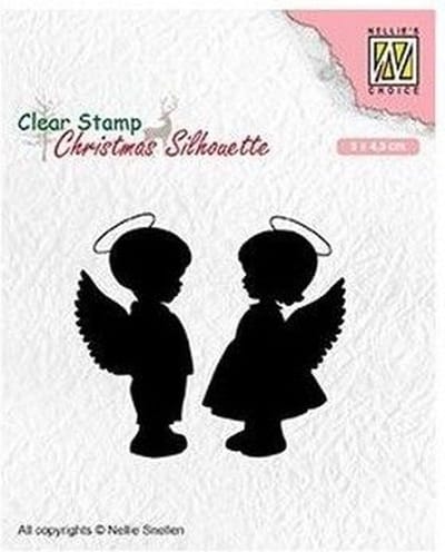 CSIL008 Christmas silhouette clear stamps Angel girl and -boy engel