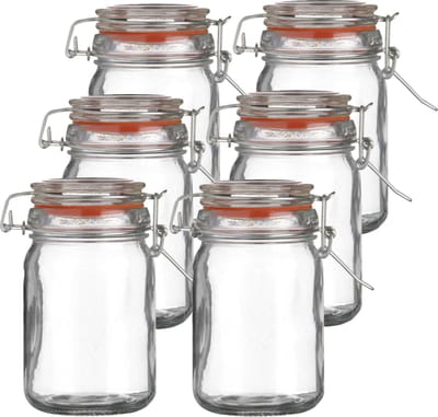 Urban Living Voorraadpot/bewaarpot - 10x - 250 ml - glas - met beugelsluiting - D7 x H12 cm