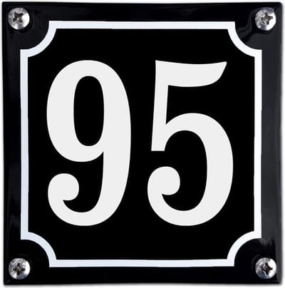 Zwart emaille huisnummer  - 95