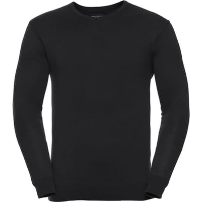 Russell Collection Heren Gebreid V Hals Sweatshirt (Zwart)