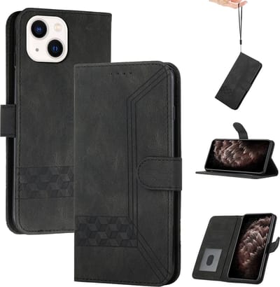 Apple iPhone 13 Bookcase | PU Lederen Telefoonhoesje | Pasjeshouder | Zwart