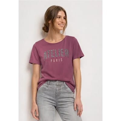 Shirt met ronde hals en opdruk op de voorkant