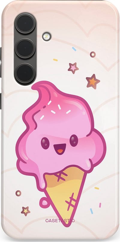 Casetastic Hoesje Geschikt voor Samsung S24 - Stijlvolle Beschermende Duo-layer Case - Roze Kawaii Dessert