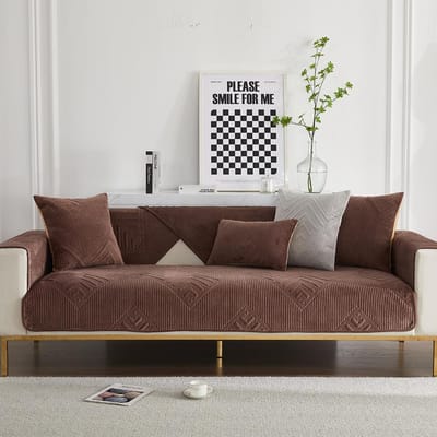 Dikke Fluwelen Gewatteerde Bankhoes Scandinavische Universele Bankhanddoek Zacht Pluche Antislip Modulaire Bankhoes Beschermhoes voor Woonkamer 70x70cm 1pc