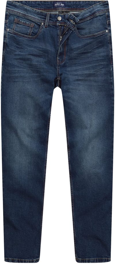 John F. Gee - Heren - Jeans Buik-Fit denim Straight Fit 5-pocket - Donkerblauw denim - Maat 66