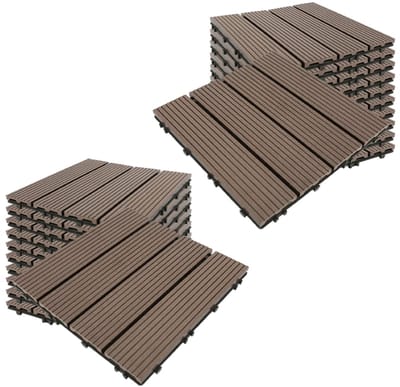Vlonderplanken Set - Terrastegels Balkon - Buiten Vloeren - Kliksysteem Composiet - 30x30cm 2m2 - Taupe