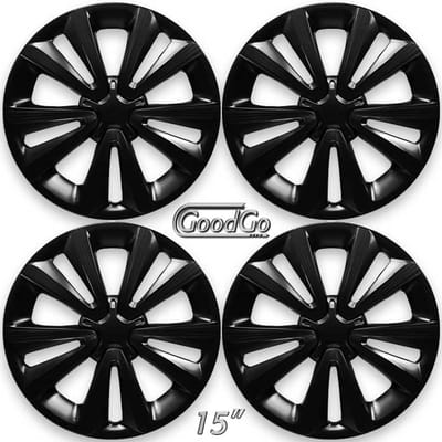 GoodGo Wieldoppen set HOSHI-B 15 inch in mat zwart. Set a 4 stuks (CONTROLEER UW BANDENMAAT en lees a.u.b. de onderstaande, uitgebreide tekst!)