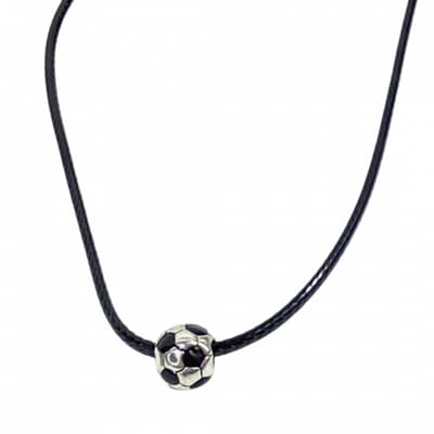 Voetbal ketting -zilverkleur- zwart -koordketting - Charme Bijoux