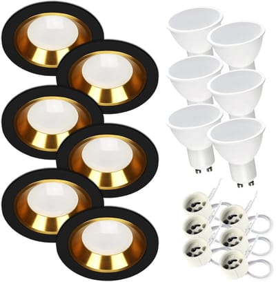 Kwazar Luminaire inbouwspot SET 6x GU10 inbouwlamp 7W neutraal wit plafondspot IP20 inbouwspot keuken woonkamer FOY zwart met ring GD inbouwframe