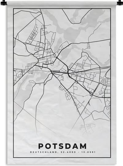 Wandkleed - Wanddoek - Kaart - Potsdam - Plattegrond - Stadskaart - 120x180 cm - Wandtapijt