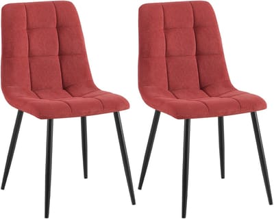 CLP Tilde Set van 2 eetkamerstoelen - Zonder armleuning - Industrieel - Ribstof/bordeauxrood