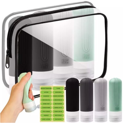Trizand travel cosmetic bag – navulbare reisflesjes + transparant toilettasje