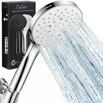 Tolvia Douchekop Hoge Druk - Handdouche met 6 Sproeistanden - Waterbesparende Regendouche - Anti-Kalk Douchekop met Krachtige Waterstraal - Zilver