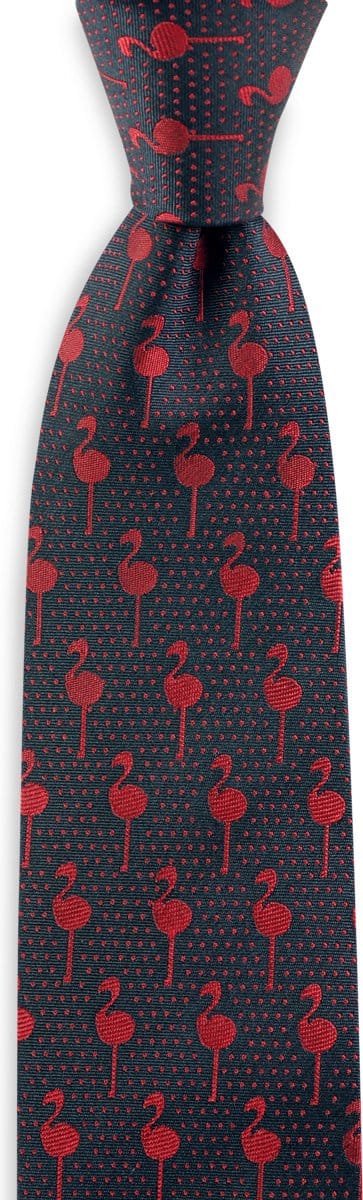 We Love Ties - Stropdassen - Stropdas Dressed - Flamingo - marineblauw / rood