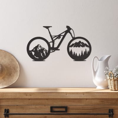 Wanddecoratie Mountainbike - Muurdecoratie fiets - Muurdecoratie Hout - Wanddecoratie Fiets - Muurdecoratie Woonkamer - Wanddecoratie Woonkamer - Wanddecoratie Industrieel - Wanddecoratie Dieren - Home Decor - Wall Line Art - 49 x 26.5 cm