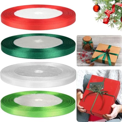 Dailygoods- Satijnen Lint Set - 4 Rollen - Cadeaulint - Decoratielint - Knutselwerk - Verjaardag/Bruiloft - Machinewasbaar (22 m x 1 cm)