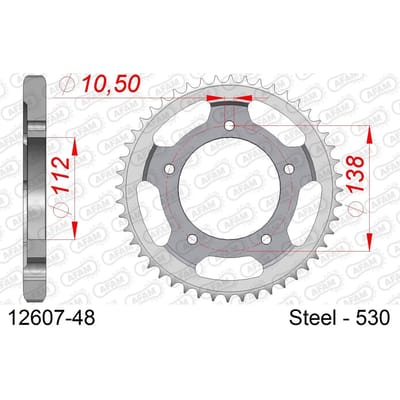 Stalen tandwiel Afam 530 48 dents
