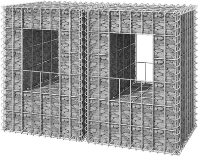 Schanskorven Tuin - Steenkorven Zuilen - Tuin Decoratie - Roestvrij Weerbestendig IJzer - 40x40x60 cm - Zilver