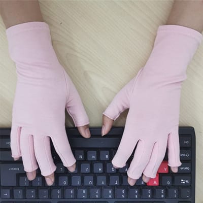 2 paar compressiehandschoenen voor artritis voor vrouwen en mannen, bamboe compressiehandschoenen voor artritis voor pijnverlichting bij reumatoïde artritis en artrose, vingerloze handschoenen (maat S) - lichtroze