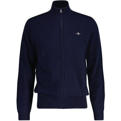 Gant Vest Extrafine Lambswool Blend Zip Cardigan Marine / male